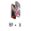 MARSİLYAN™- iPhone 16 Pro Max Kılıf Siluet Doku - Siyah Bilvis 3D Cam Ekran Koruyucu + Pers Alüminyum Kamera Lens - GI
