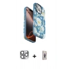 MARSİLYAN™- iPhone 16 Pro Max Kılıf Siluet Doku - Siyah Bilvis 3D Cam Ekran Koruyucu + Pers Alüminyum Kamera Lens - GI