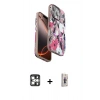 MARSİLYAN™- iPhone 16 Pro Max Kılıf Siluet Doku - Siyah Bilvis 3D Cam Ekran Koruyucu + PVD Metal Kamera Lens - GS