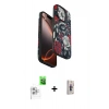 MARSİLYAN™- iPhone 16 Pro Max Kılıf Siluet Doku - Siyah Bilvis 3D Cam Ekran Koruyucu + Raze Metal Kamera Lens - BZ