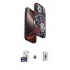 MARSİLYAN™- iPhone 16 Pro Max Kılıf Siluet Doku - Siyah Bilvis 3D Cam Ekran Koruyucu + Titanyum Gri Bilvis Titan Kamera Lens