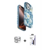 MARSİLYAN™- iPhone 16 Pro Max Kılıf Siluet Doku - Siyah Bilvis 3X AR Hayalet Cam Ekran Koruyucu + Pers Alüminyum Kamera Lens - GS