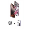 MARSİLYAN™- iPhone 16 Pro Max Kılıf Siluet Doku - Siyah Bilvis 3X AR Hayalet Cam Ekran Koruyucu + Pers Alüminyum Kamera Lens - GI