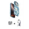 MARSİLYAN™- iPhone 16 Pro Max Kılıf Siluet Doku - Siyah Bilvis 3X AR Hayalet Cam Ekran Koruyucu + Pers Alüminyum Kamera Lens - GI