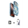 MARSİLYAN™- iPhone 16 Pro Max Kılıf Siluet Doku - Siyah Bilvis 3X AR Hayalet Cam Ekran Koruyucu + PVD Metal Kamera Lens - GS
