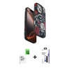 MARSİLYAN™- iPhone 16 Pro Max Kılıf Siluet Doku - Siyah Bilvis 3X AR Hayalet Cam Ekran Koruyucu + Raze Metal Kamera Lens - BZ