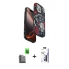 MARSİLYAN™- iPhone 16 Pro Max Kılıf Siluet Doku - Siyah Bilvis 3X AR Hayalet Cam Ekran Koruyucu + Raze Metal Kamera Lens - SH