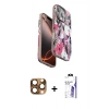 MARSİLYAN™- iPhone 16 Pro Max Kılıf Siluet Doku - Siyah Bilvis 3X AR HD Cam Ekran Koruyucu + Pers Alüminyum Kamera Lens - CLTM