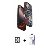 MARSİLYAN™- iPhone 16 Pro Max Kılıf Siluet Doku - Siyah Bilvis 3X AR HD Cam Ekran Koruyucu + PVD Metal Kamera Lens - GS