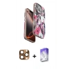 MARSİLYAN™- iPhone 16 Pro Max Kılıf Siluet Doku - Siyah Bilvis 5in1 3D Magic Cam Ekran Koruyucu + Pers Alüminyum Kamera Lens - CLTM