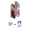 MARSİLYAN™- iPhone 16 Pro Max Kılıf Siluet Doku - Siyah Bilvis 5in1 3D Magic Cam Ekran Koruyucu + Gümüş Pers Alüminyum Kamera Lens