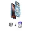 MARSİLYAN™- iPhone 16 Pro Max Kılıf Siluet Doku - Siyah Bilvis 5in1 3D Magic Cam Ekran Koruyucu + Pers Alüminyum Kamera Lens - GI