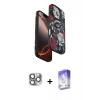MARSİLYAN™- iPhone 16 Pro Max Kılıf Siluet Doku - Siyah Bilvis 5in1 3D Magic Cam Ekran Koruyucu + Pers Alüminyum Kamera Lens - GI