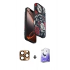 MARSİLYAN™- iPhone 16 Pro Max Kılıf Siluet Doku - Siyah Bilvis 5in1 5D Magic Hayalet Cam Ekran Koruyucu + Çöl Titanyum Pers Alüminyum Kamera Lens