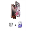 MARSİLYAN™- iPhone 16 Pro Max Kılıf Siluet Doku - Siyah Bilvis 5in1 5D Magic Hayalet Cam Ekran Koruyucu + Pers Alüminyum Kamera Lens - GS