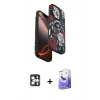 MARSİLYAN™- iPhone 16 Pro Max Kılıf Siluet Doku - Siyah Bilvis 5in1 5D Magic Hayalet Cam Ekran Koruyucu + PVD Metal Kamera Lens - GS