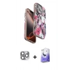 MARSİLYAN™- iPhone 16 Pro Max Kılıf Siluet Doku - Siyah Bilvis 5in1 5D Magic Hayalet Cam Ekran Koruyucu + Pers Alüminyum Kamera Lens - GI