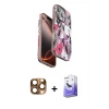 MARSİLYAN™- iPhone 16 Pro Max Kılıf Siluet Doku - Siyah Bilvis 5in1 5D Magic Hayalet Cam Ekran Koruyucu + Çöl Titanyum Pers Alüminyum Kamera Lens