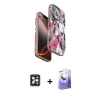 MARSİLYAN™- iPhone 16 Pro Max Kılıf Siluet Doku - Siyah Bilvis 5in1 5D Magic Hayalet Cam Ekran Koruyucu + Siyah PVD Metal Kamera Lens