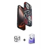 MARSİLYAN™- iPhone 16 Pro Max Kılıf Siluet Doku - Siyah Bilvis 5in1 5D Magic Hayalet Cam Ekran Koruyucu + Pers Alüminyum Kamera Lens - GS
