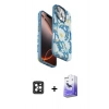 MARSİLYAN™- iPhone 16 Pro Max Kılıf Siluet Doku - Siyah Bilvis 5in1 5D Magic Hayalet Cam Ekran Koruyucu + Siyah PVD Metal Kamera Lens