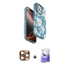MARSİLYAN™- iPhone 16 Pro Max Kılıf Siluet Doku - Siyah Bilvis 5in1 5D Magic Hayalet Cam Ekran Koruyucu + Çöl Titanyum Pers Alüminyum Kamera Lens