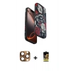 MARSİLYAN™- iPhone 16 Pro Max Kılıf Siluet Doku - Siyah Buffer Cam Ekran Koruyucu + Pers Alüminyum Kamera Lens - CLTM