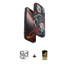 MARSİLYAN™- iPhone 16 Pro Max Kılıf Siluet Doku - Siyah Buffer Cam Ekran Koruyucu + Pers Alüminyum Kamera Lens - GS