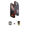MARSİLYAN™- iPhone 16 Pro Max Kılıf Siluet Doku - Siyah Buffer Cam Ekran Koruyucu + PVD Metal Kamera Lens - GD