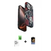 MARSİLYAN™- iPhone 16 Pro Max Kılıf Siluet Doku - Siyah Buffer Hayalet Cam Ekran Koruyucu + Raze Metal Kamera Lens - BZ