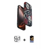 MARSİLYAN™- iPhone 16 Pro Max Kılıf Siluet Doku - Siyah Buffer Hayalet Cam Ekran Koruyucu + Pers Alüminyum Kamera Lens - GS