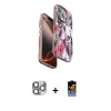 MARSİLYAN™- iPhone 16 Pro Max Kılıf Siluet Doku - Siyah Buffer Hayalet Cam Ekran Koruyucu + Pers Alüminyum Kamera Lens - GI
