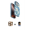 MARSİLYAN™- iPhone 16 Pro Max Kılıf Siluet Doku - Siyah Buffer Hayalet Cam Ekran Koruyucu + Pers Alüminyum Kamera Lens - CLTM