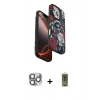 MARSİLYAN™- iPhone 16 Pro Max Kılıf Siluet Doku - Siyah Joko Magic 5D Hayalet Cam + Pers Alüminyum Kamera Lens - GI
