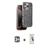 MARSİLYAN™- iPhone 16 Pro Max Kılıf Siluet Form Serisi - Şeffaf Pasifik Cam Ekran Koruyucu + Gümüş PVD Metal Kamera Lens