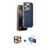 MARSİLYAN™- iPhone 16 Pro Max Kılıf Siluet Form Serisi - Siyah 3D Antistatik Cam Ekran Koruyucu + Pers Alüminyum Kamera Lens - CLTM