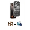 MARSİLYAN™- iPhone 16 Pro Max Kılıf Siluet Form Serisi - Siyah 3D Antistatik Cam Ekran Koruyucu + Pers Alüminyum Kamera Lens - CLTM