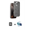 MARSİLYAN™- iPhone 16 Pro Max Kılıf Siluet Form Serisi - Siyah 3D Antistatik Cam Ekran Koruyucu + PVD Metal Kamera Lens - SH