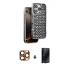MARSİLYAN™- iPhone 16 Pro Max Kılıf Siluet Form Serisi - Siyah 3D Antistatik Hayalet Cam Ekran Koruyucu + Pers Alüminyum Kamera Lens - CLTM