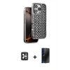 MARSİLYAN™- iPhone 16 Pro Max Kılıf Siluet Form Serisi - Siyah 3D Antistatik Hayalet Cam Ekran Koruyucu + PVD Metal Kamera Lens - SH