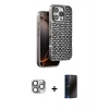 MARSİLYAN™- iPhone 16 Pro Max Kılıf Siluet Form Serisi - Siyah 3D Antistatik Hayalet Cam Ekran Koruyucu + Pers Alüminyum Kamera Lens - GI