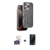 MARSİLYAN™- iPhone 16 Pro Max Kılıf Siluet Form Serisi - Siyah 3D Antistatik Hayalet Cam Ekran Koruyucu + Bilvis Titan Kamera Lens - GS