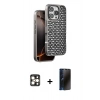 MARSİLYAN™- iPhone 16 Pro Max Kılıf Siluet Form Serisi - Siyah 3D Antistatik Hayalet Cam Ekran Koruyucu + PVD Metal Kamera Lens - GD