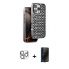 MARSİLYAN™- iPhone 16 Pro Max Kılıf Siluet Form Serisi - Siyah 3D Antistatik Hayalet Cam Ekran Koruyucu + Pers Alüminyum Kamera Lens - GS