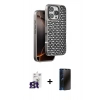 MARSİLYAN™- iPhone 16 Pro Max Kılıf Siluet Form Serisi - Siyah 3D Antistatik Hayalet Cam Ekran Koruyucu + Bilvis Titan Kamera Lens - TMGI