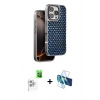 MARSİLYAN™- iPhone 16 Pro Max Kılıf Siluet Form Serisi - Siyah 3D Antistatik Seramik Nano Ekran Koruyucu + Beyaz Raze Metal Kamera Lens