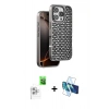 MARSİLYAN™- iPhone 16 Pro Max Kılıf Siluet Form Serisi - Siyah 3D Antistatik Seramik Nano Ekran Koruyucu + Beyaz Raze Metal Kamera Lens