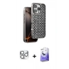 MARSİLYAN™- iPhone 16 Pro Max Kılıf Siluet Form Serisi - Siyah Bilvis 5in1 5D Magic Hayalet Cam Ekran Koruyucu + Pers Alüminyum Kamera Lens - GS