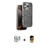 MARSİLYAN™- iPhone 16 Pro Max Kılıf Siluet Form Serisi - Siyah Buffer Cam Ekran Koruyucu + Gümüş Pers Alüminyum Kamera Lens