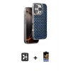 MARSİLYAN™- iPhone 16 Pro Max Kılıf Siluet Form Serisi - Siyah Buffer Hayalet Cam Ekran Koruyucu + PVD Metal Kamera Lens - SH